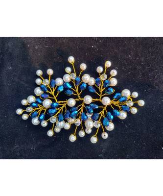 Blue metallic Hair Brooch 1