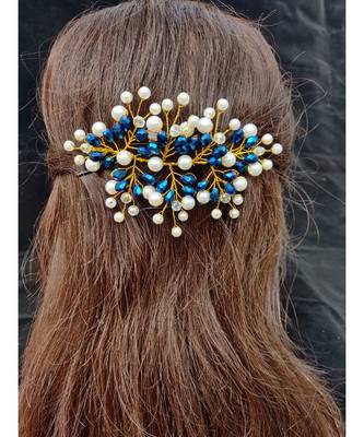 Blue metallic Hair Brooch 2