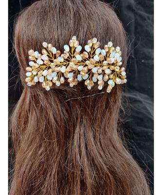 Pink metallic Hair Brooch 2