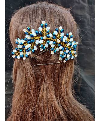 Blue metallic Hair Brooch 2
