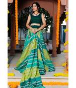Green Blue Leheriya Lehenga & Dupatta with Unstitched Blouse