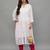ETHNAVA WHITE KOTA COTTON LUCKNOWI CHIKANKARI WOMEN'S KURTA WITH SLIP