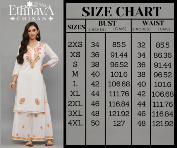 ETHNAVA WHITE KOTA COTTON LUCKNOWI CHIKANKARI WOMEN'S KURTA WITH SLIP 6