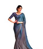 3D Velvet Chiffon Sarees with Stone work on border and Tassel along with Digital printed sequence work Blouse
