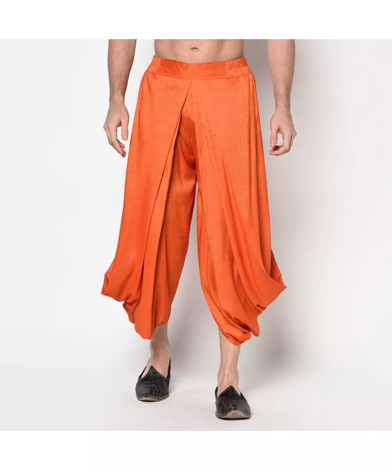 orange Silk Patialas-Pants