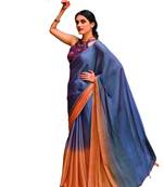 3D Velvet Chiffon Sarees with Stone work on border and Tassel along with Digital printed sequence work Blouse