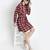 Basic brown check print  tie- knot women dress