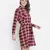Basic brown check print  tie- knot women dress