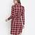 Basic brown check print  tie- knot women dress