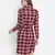 Basic brown check print  tie- knot women dress