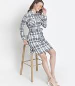 Zang zip check print tie- knot women dress