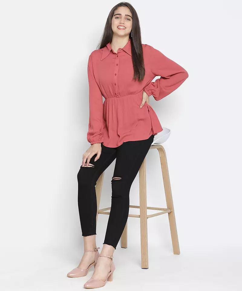 Porbled Bold peach gleaming women top