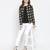 Upside down check print women bomber jacket