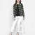 Upside down check print women bomber jacket