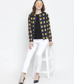 Upside down check print women bomber jacket