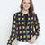 Upside down check print women bomber jacket