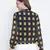 Upside down check print women bomber jacket