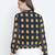 Upside down check print women bomber jacket