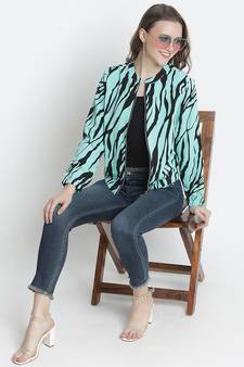 Sea shell animal print women bomber jacket