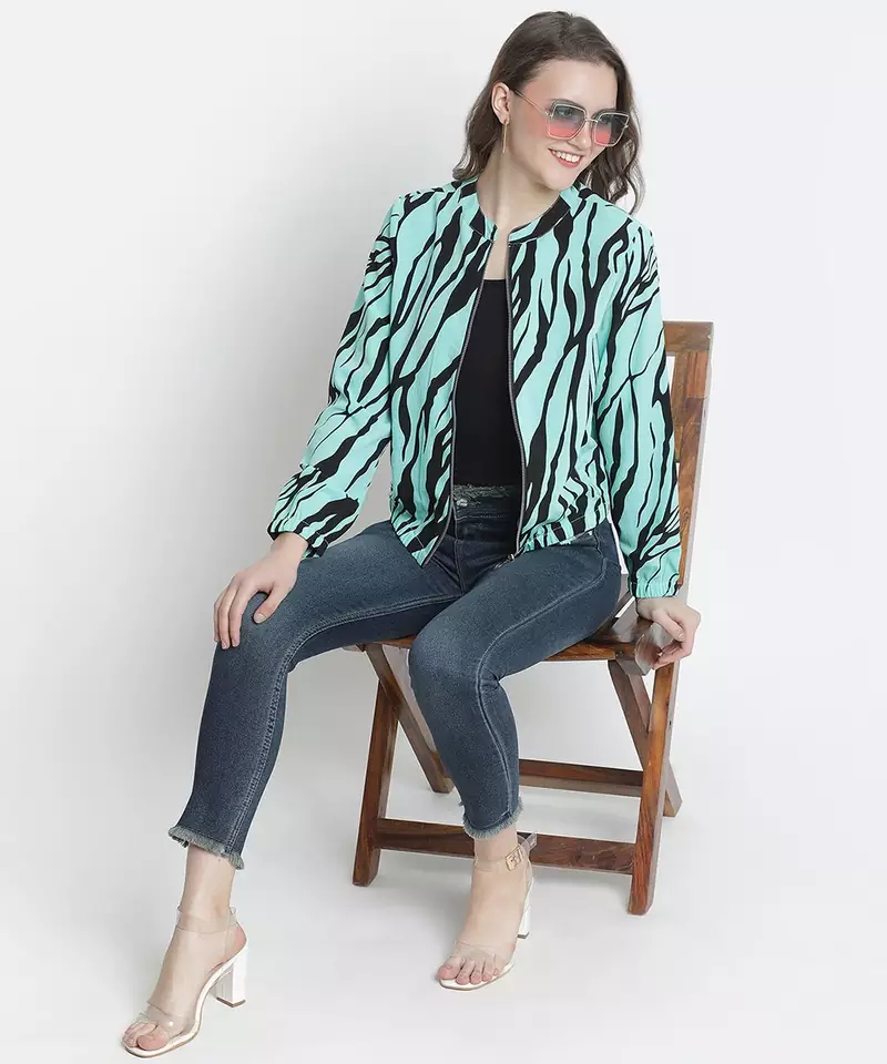 Sea shell animal print women bomber jacket