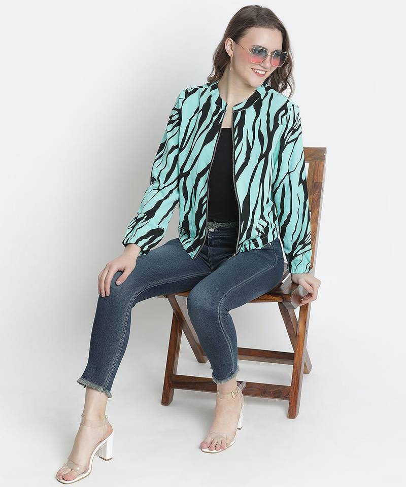 Sea shell animal print women bomber jacket
