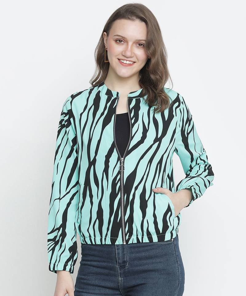 Sea shell animal print women bomber jacket
