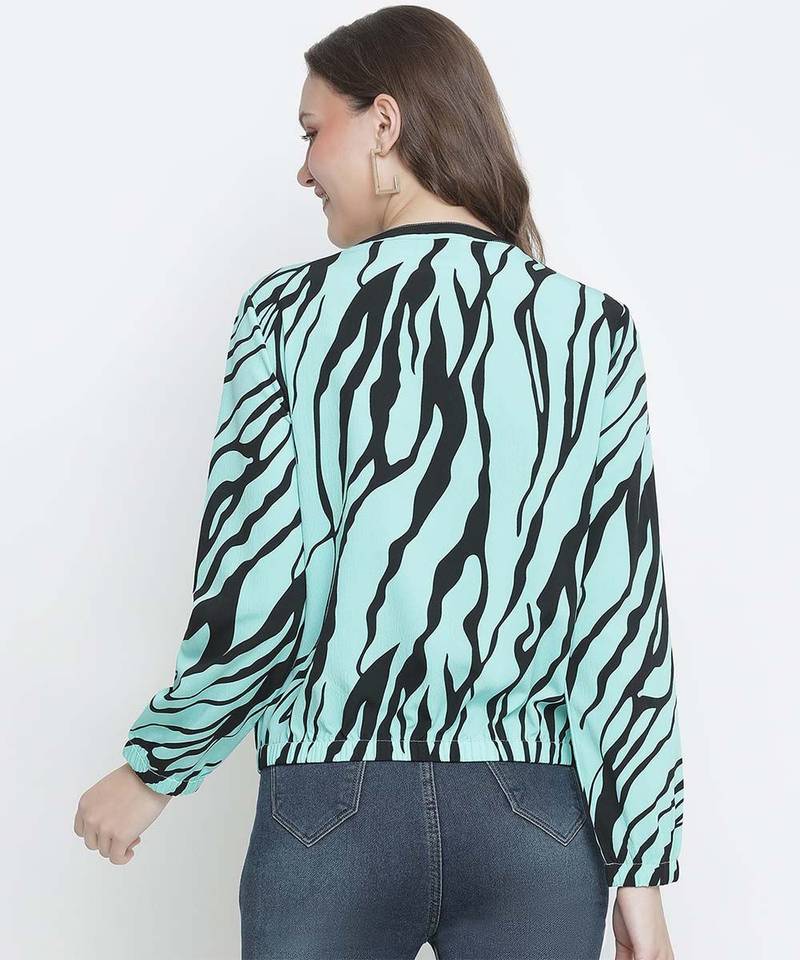 Sea shell animal print women bomber jacket
