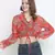 Luminious Orange printed women crop top