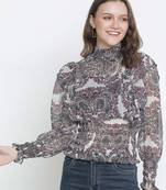 Karalin tropical print smocking women top