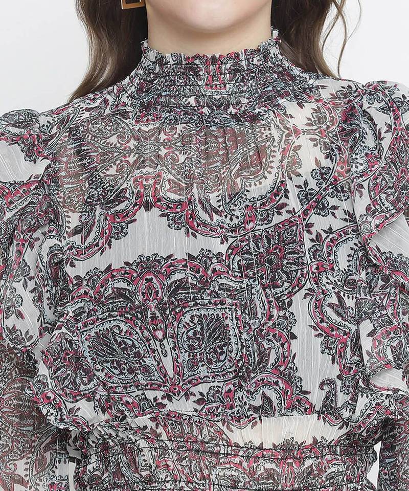 Karalin tropical print smocking women top