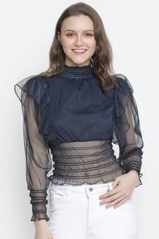 Oceanic classic smocking women Mesh top