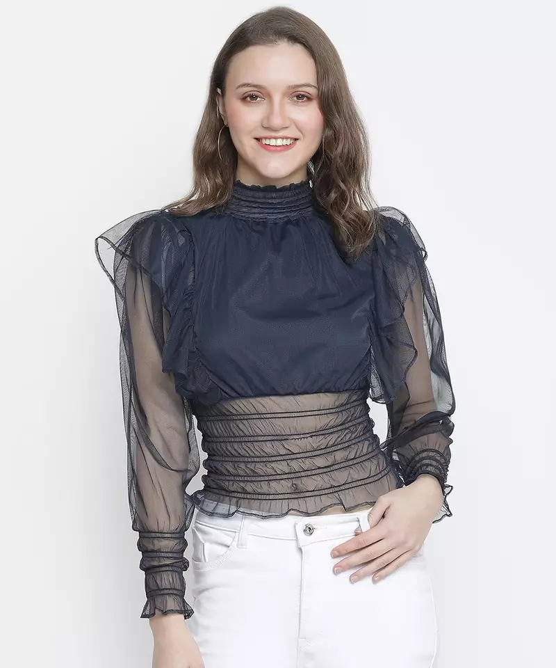 Oceanic classic smocking women Mesh top