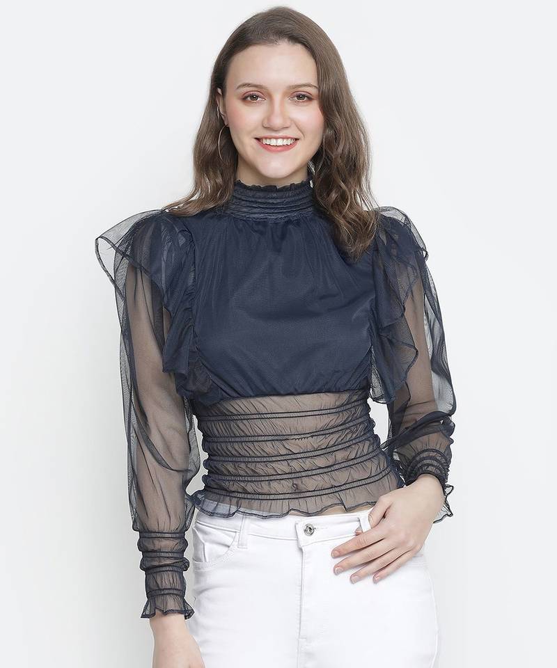 Oceanic classic smocking women Mesh top