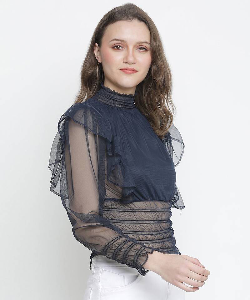 Oceanic classic smocking women Mesh top