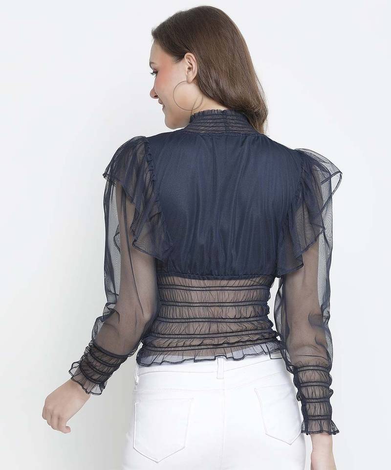 Oceanic classic smocking women Mesh top