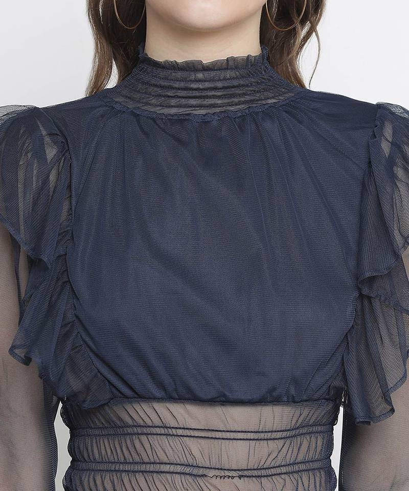 Oceanic classic smocking women Mesh top