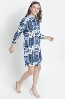 Atlante blue tropical print women dress