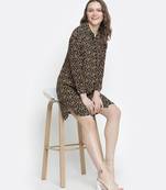 Brassy brown printed women dress