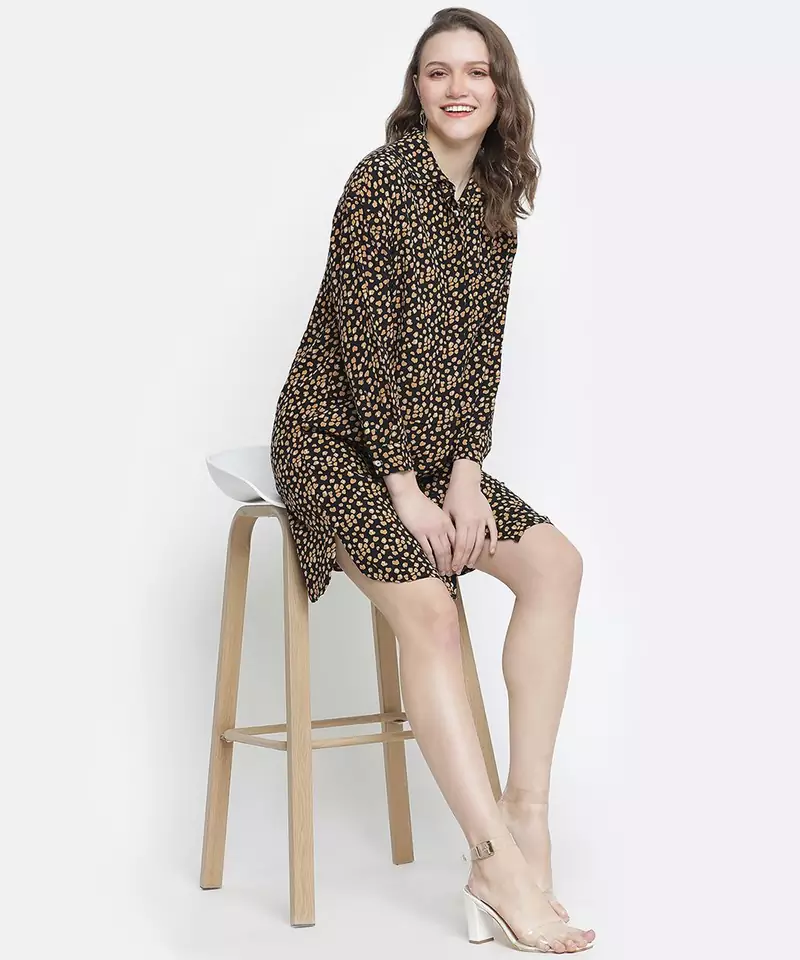Brassy brown printed women dress
