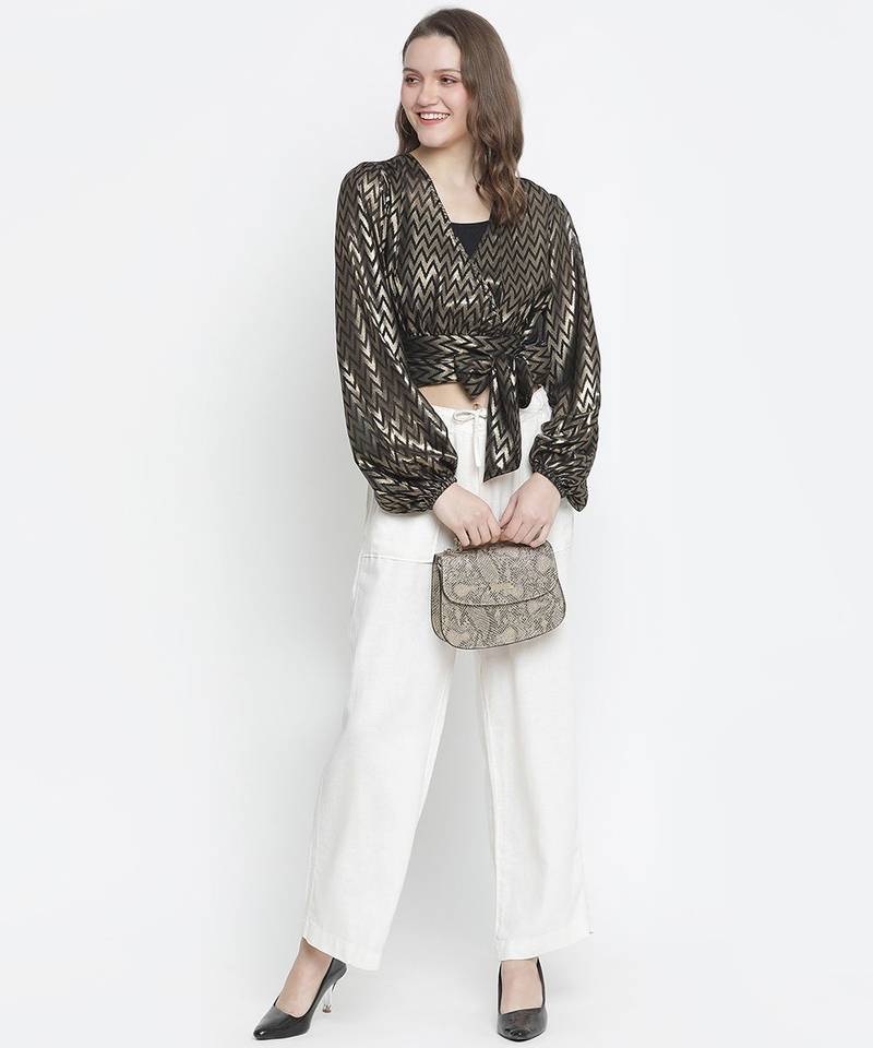 Party haul shimmer tie-knot women top