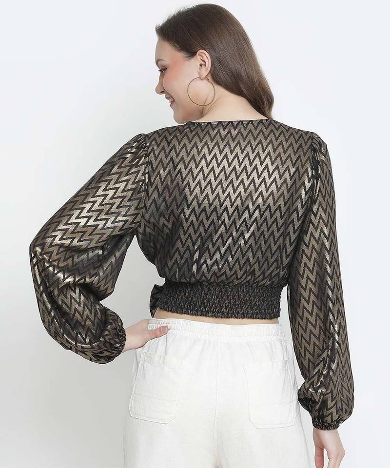 Party haul shimmer tie-knot women top