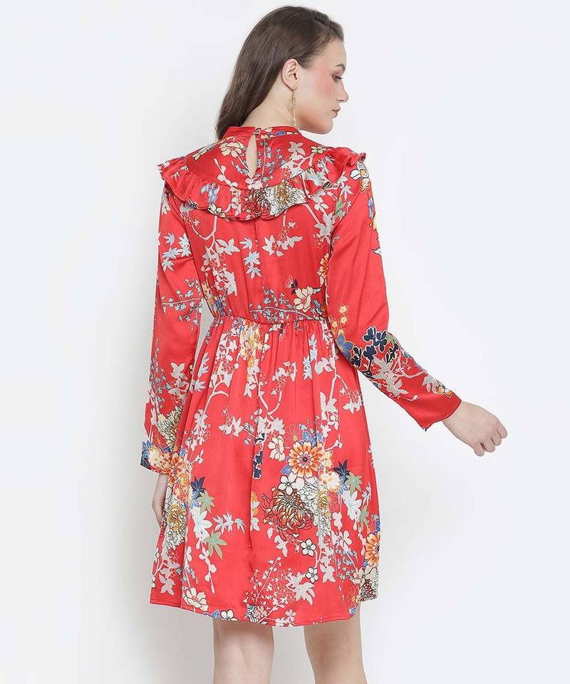 Colourpop floral print ruffle women dress