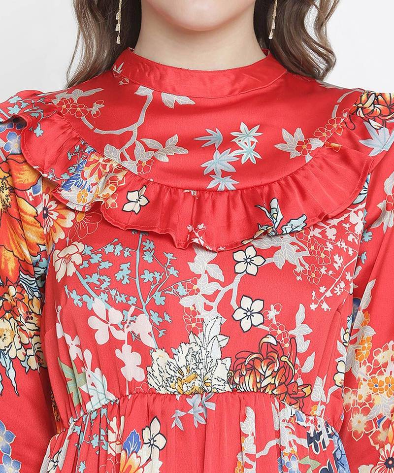 Colourpop floral print ruffle women dress