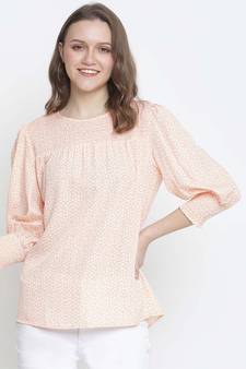 Rock on peach print women Smocking top