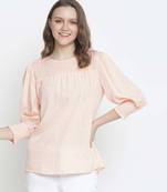 Rock on peach print women Smocking top