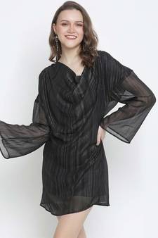 Glossy black party wear women dress