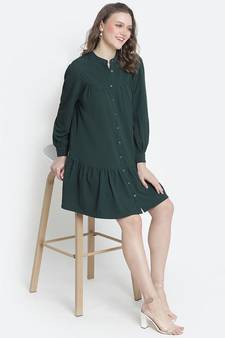 Vancy green button-down women dress