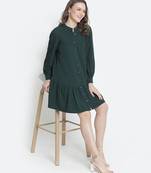 Vancy green button-down women dress