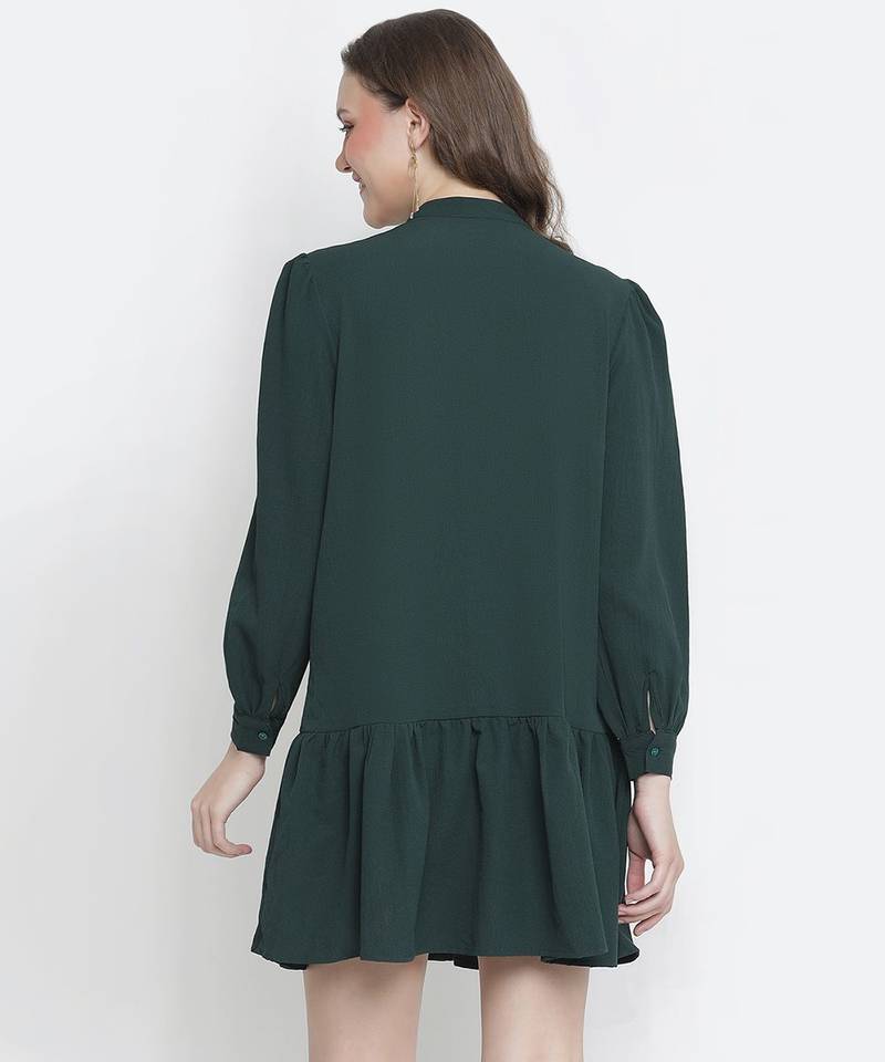 Vancy green button-down women dress