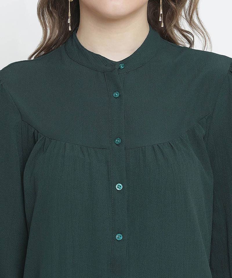Vancy green button-down women dress
